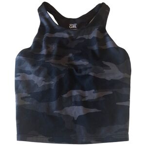 Athleta Girl Camo Print Black Racerback Tank Top Size Small